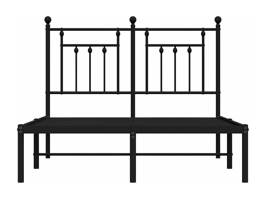 Lit double | Lit adulte | Cadre de lit métal avec tête de lit noir 135x190cm