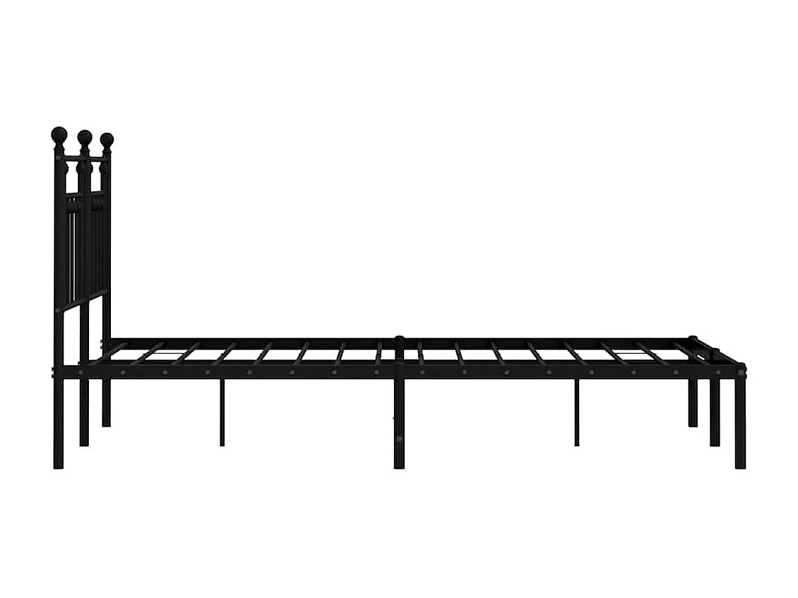 Lit double | Lit adulte | Cadre de lit métal avec tête de lit noir 135x190cm