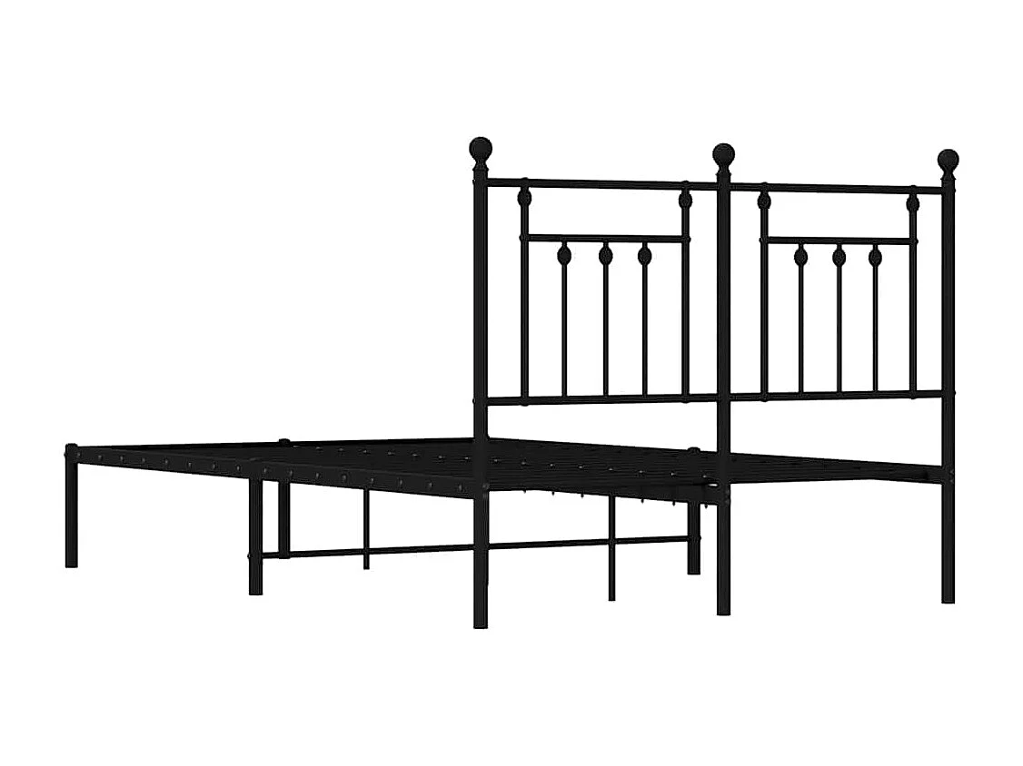 Lit double | Lit adulte | Cadre de lit métal avec tête de lit noir 135x190cm