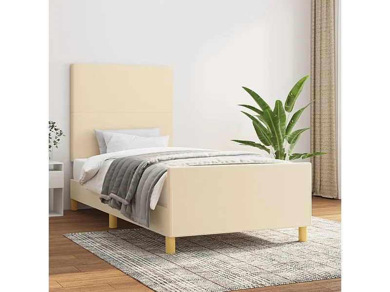 Lit simple | Lit adulte, enfant | Cadre de lit crème 90x190 cm tissu