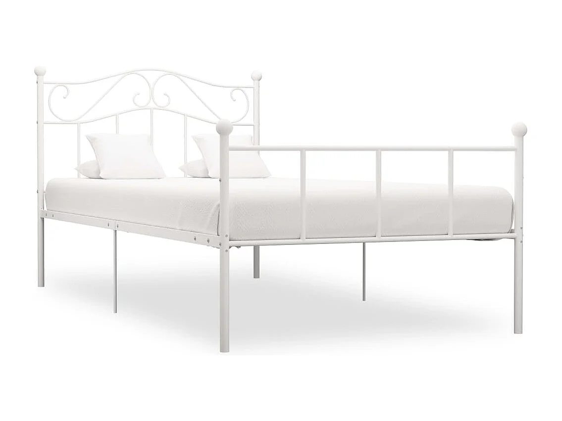 Lit simple | Lit adulte, enfant | Cadre de lit blanc métal 90x200 cm