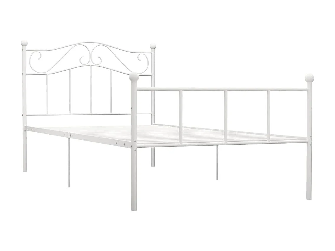 Lit simple | Lit adulte, enfant | Cadre de lit blanc métal 90x200 cm