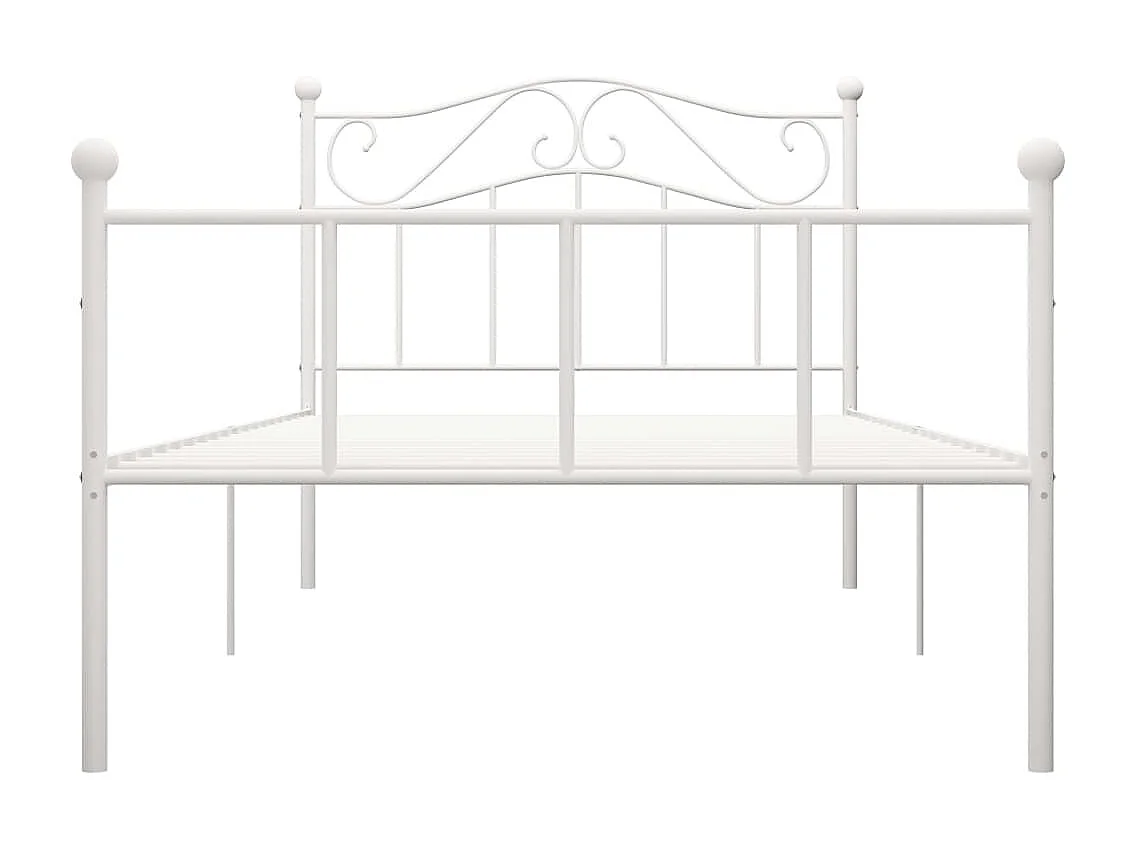 Lit simple | Lit adulte, enfant | Cadre de lit blanc métal 90x200 cm