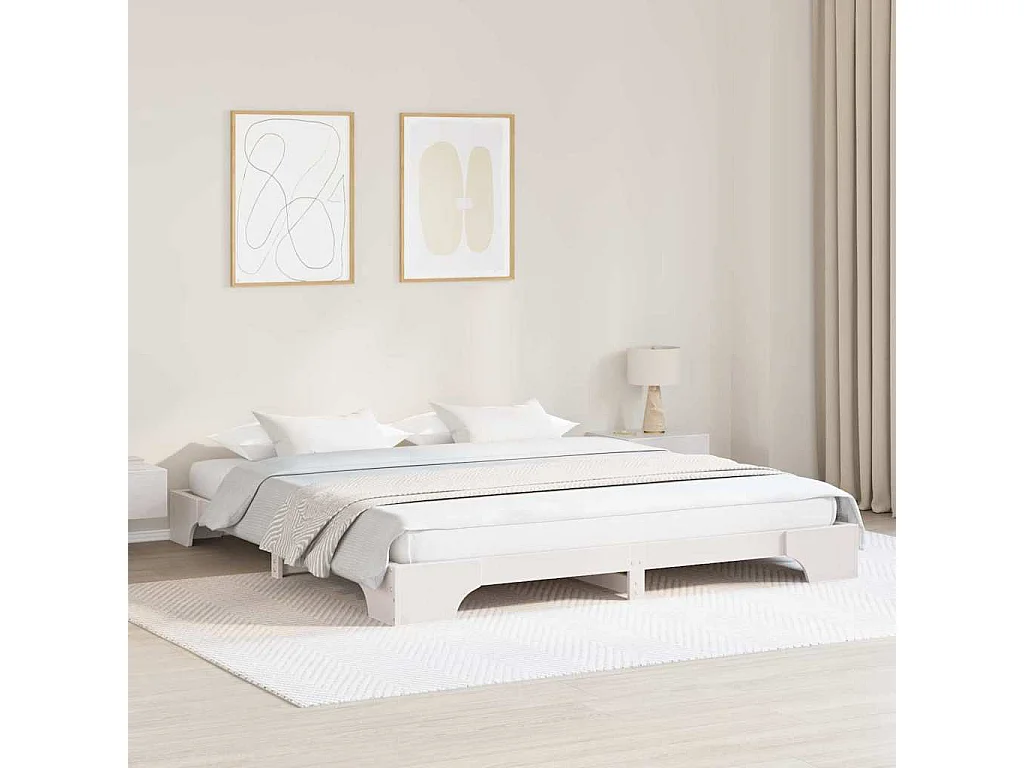Letto matrimoniale | Giroletto | Struttura del letto Bianco 200x200 cm Pino massello