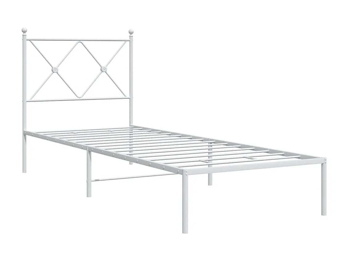 Lit simple | Lit adulte, enfant | Cadre de lit métal avec tête de lit blanc 75x190cm