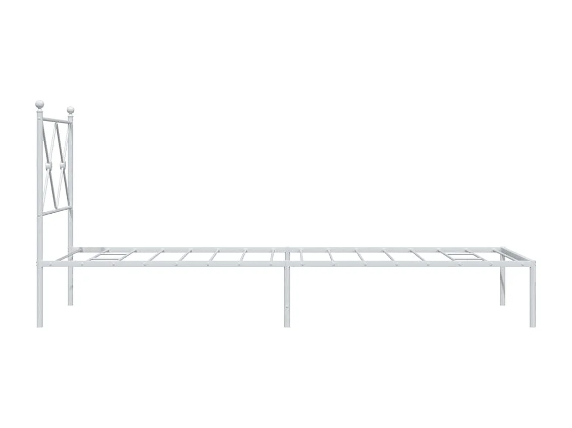 Lit simple | Lit adulte, enfant | Cadre de lit métal avec tête de lit blanc 75x190cm