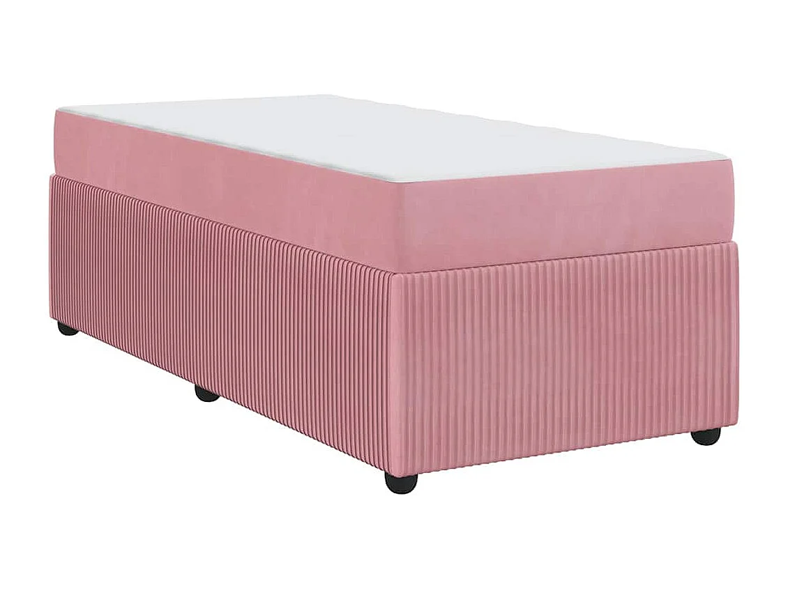 Lit simple | Lit adulte, enfant | Cadre de lit avec matelas Rose 100x200 cm Velours