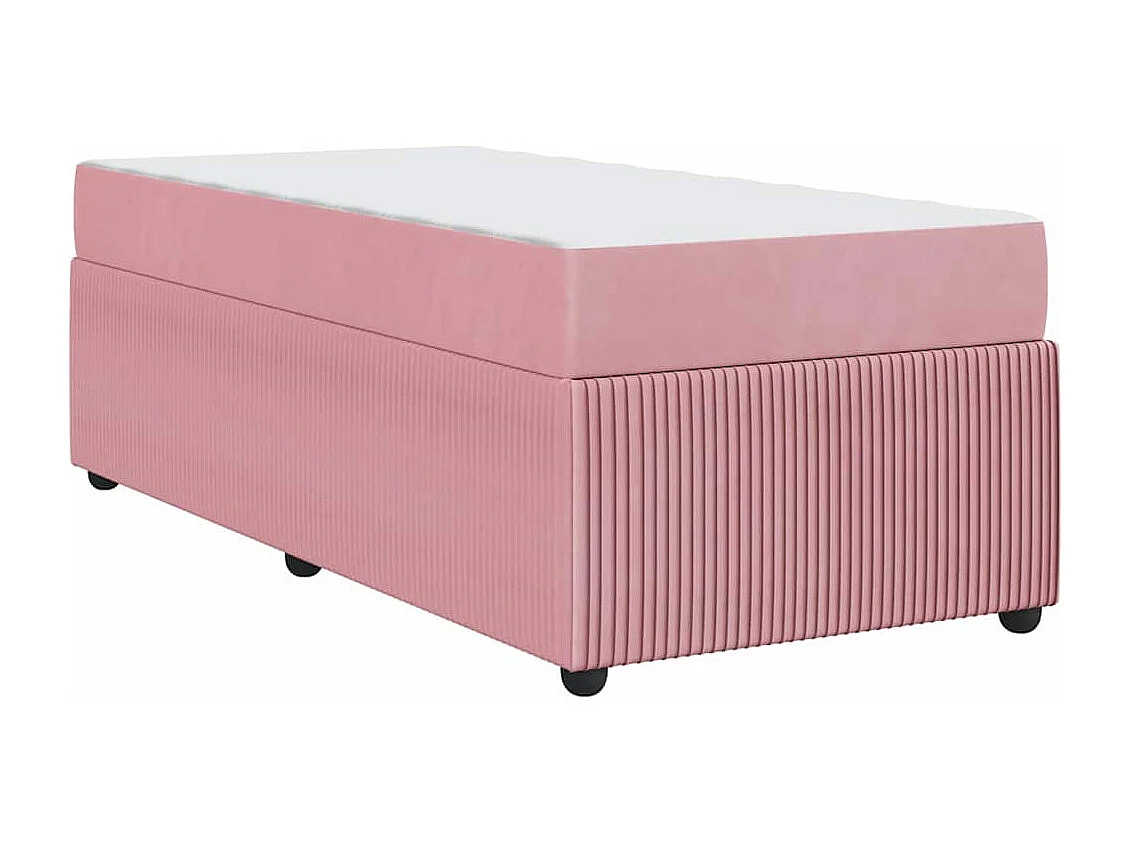 Lit simple | Lit adulte, enfant | Cadre de lit avec matelas Rose 100x200 cm Velours