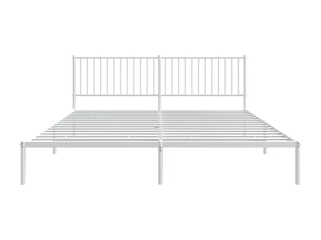 Lit double | Lit adulte | Cadre de lit métal et tête de lit blanc 193x203 cm