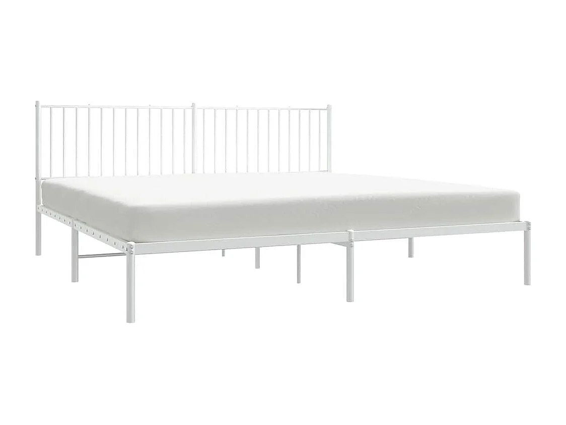 Lit double | Lit adulte | Cadre de lit métal et tête de lit blanc 193x203 cm