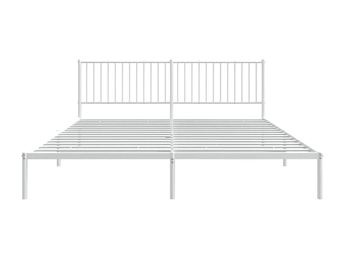 Lit double | Lit adulte | Cadre de lit métal et tête de lit blanc 193x203 cm