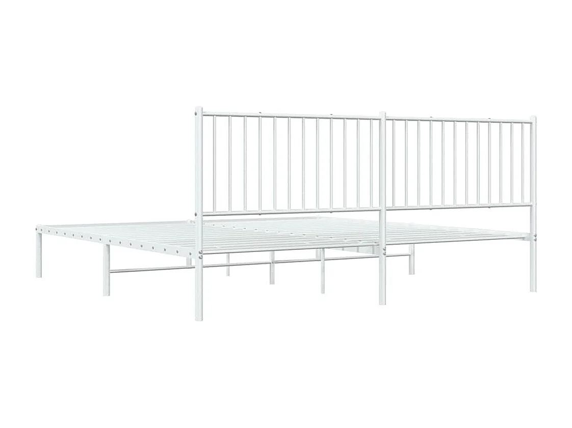 Lit double | Lit adulte | Cadre de lit métal et tête de lit blanc 193x203 cm