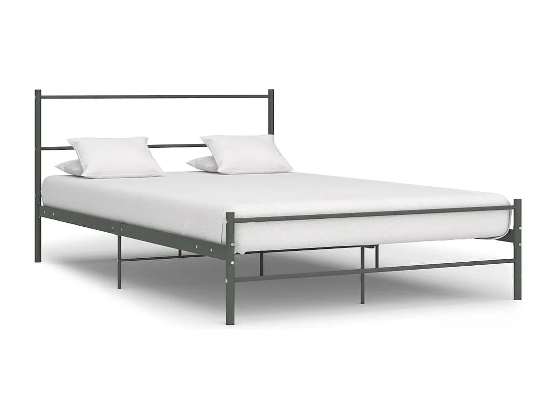 Lit double | Lit adulte | Cadre de lit avec tête de lit gris 160x200cm métal