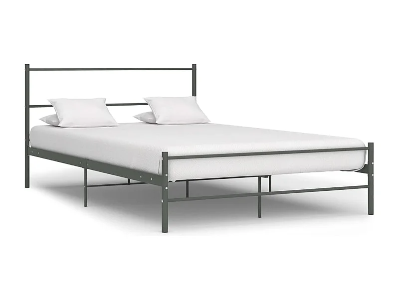 Lit double | Lit adulte | Cadre de lit avec tête de lit gris 160x200cm métal