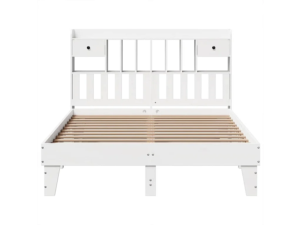 Lit double | Lit adulte | Cadre de lit blanc 140x200 cm bois de pin massif