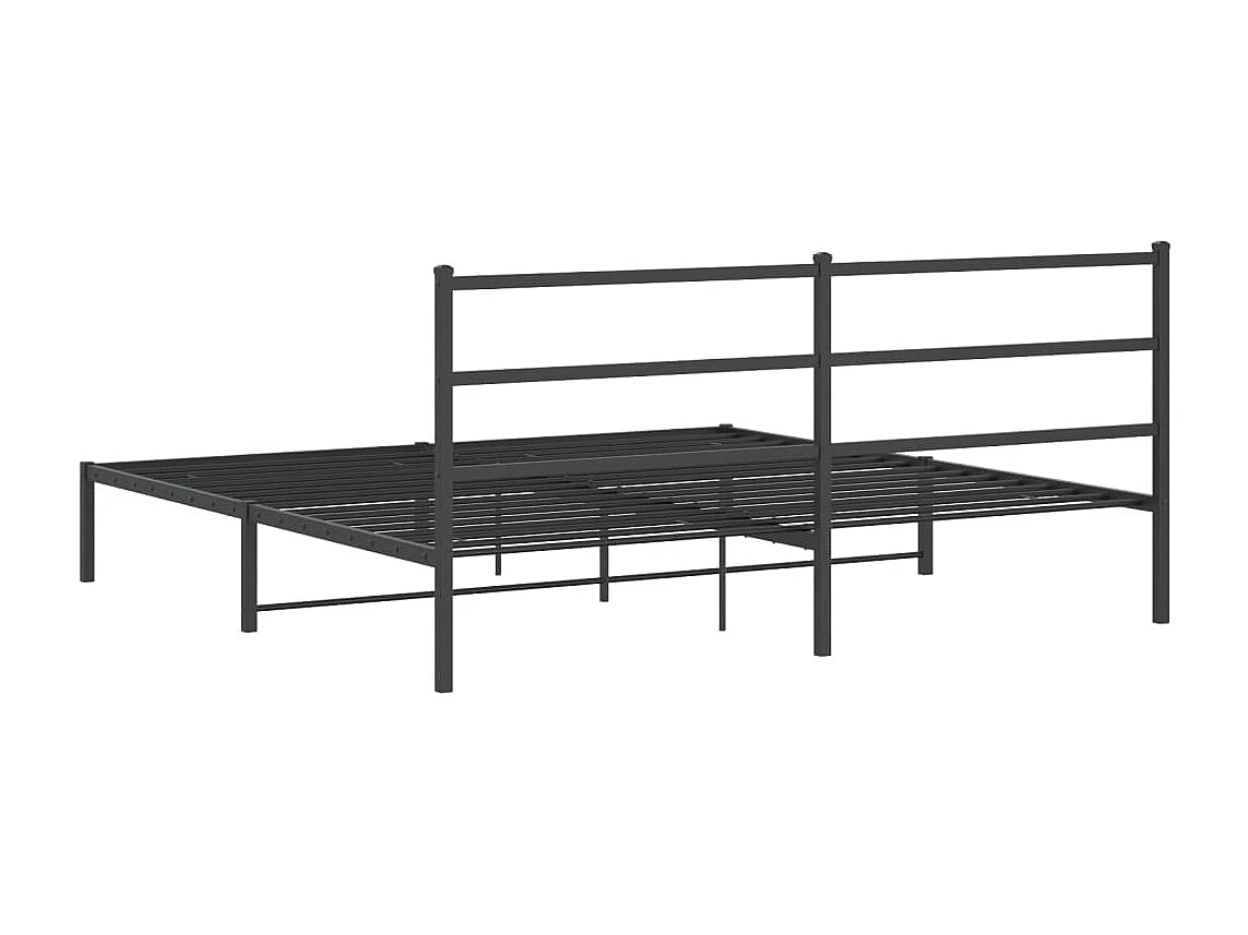 Lit double | Lit adulte | Cadre de lit métal avec tête de lit noir 193x203cm