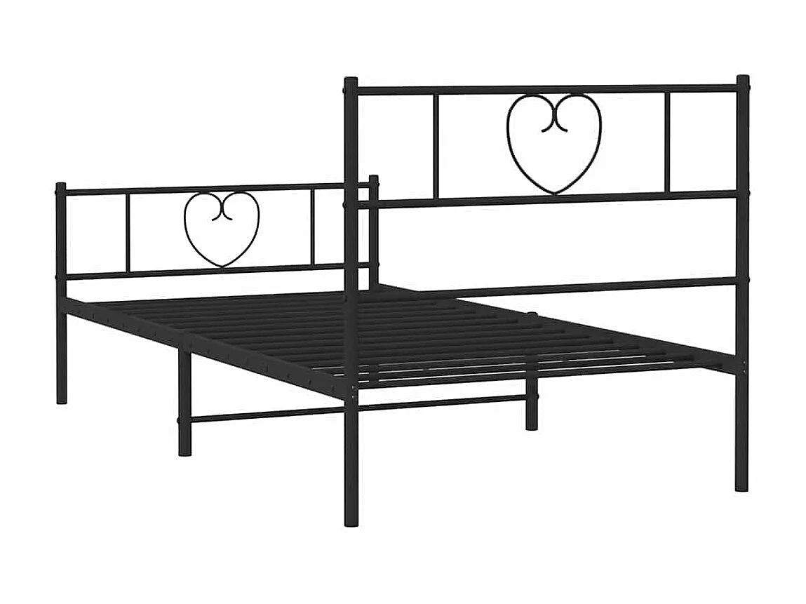 Lit simple | Lit adulte, enfant | Cadre de lit métal avec pied de lit noir 100x190cm