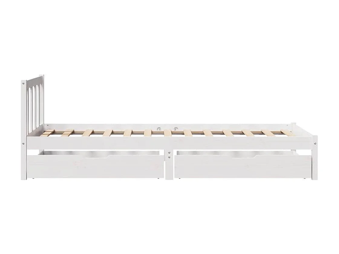 Lit simple | Lit adulte, enfant | Cadre de lit blanc 90x190 cm bois de pin massif