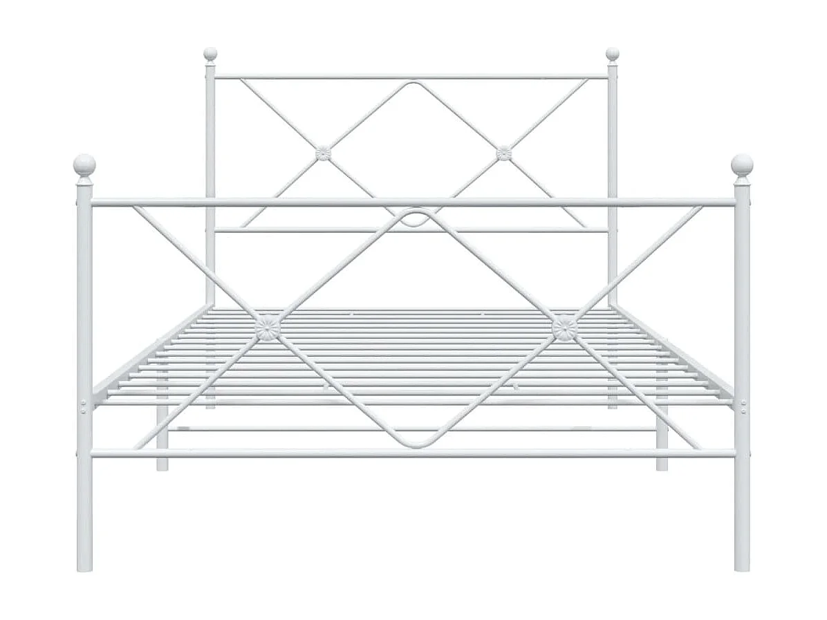 Lit simple | Lit adulte, enfant | Cadre de lit métal et pied de lit blanc 107x203 cm