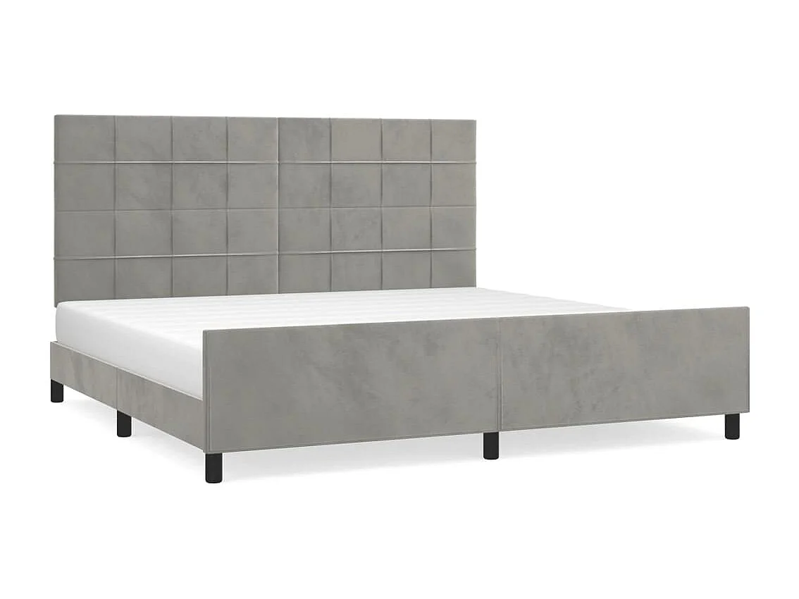 Lit double | Lit adulte | Cadre de lit gris clair 200x200 cm velours