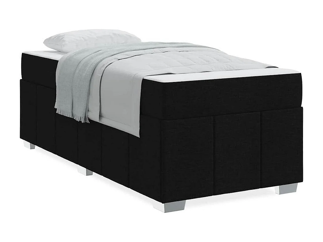 Bedframe | Eenpersoonsbed met matras Zwart 90x190 cm Stof