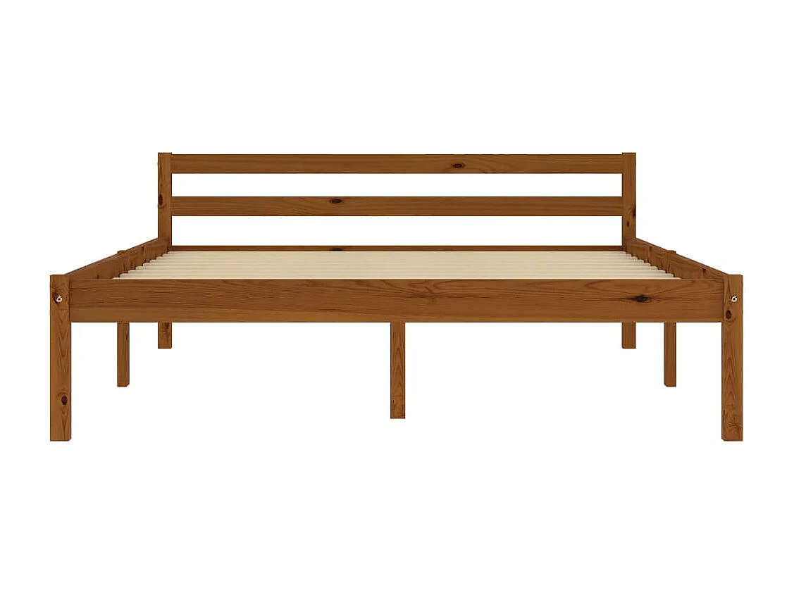 Lit double | Lit adulte | Cadre de lit marron miel pin massif 140x200 cm