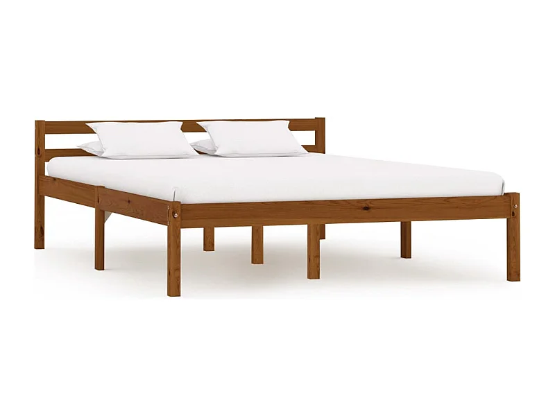 Lit double | Lit adulte | Cadre de lit marron miel pin massif 140x200 cm