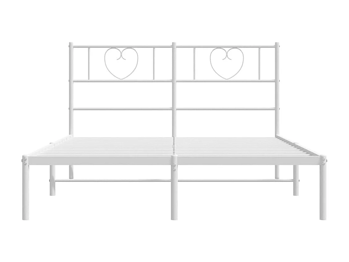 Lit simple | Lit adulte, enfant | Cadre de lit métal et tête de lit blanc 120x190 cm