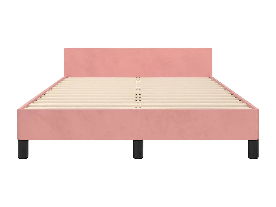 Lit simple | Lit adulte, enfant | Cadre de lit et tête de lit rose 120x200cm velours