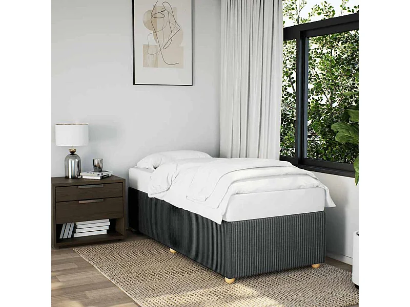 Lit simple | Lit adulte, enfant | Cadre de lit gris foncé simple tissu taille unique 90x190 cm