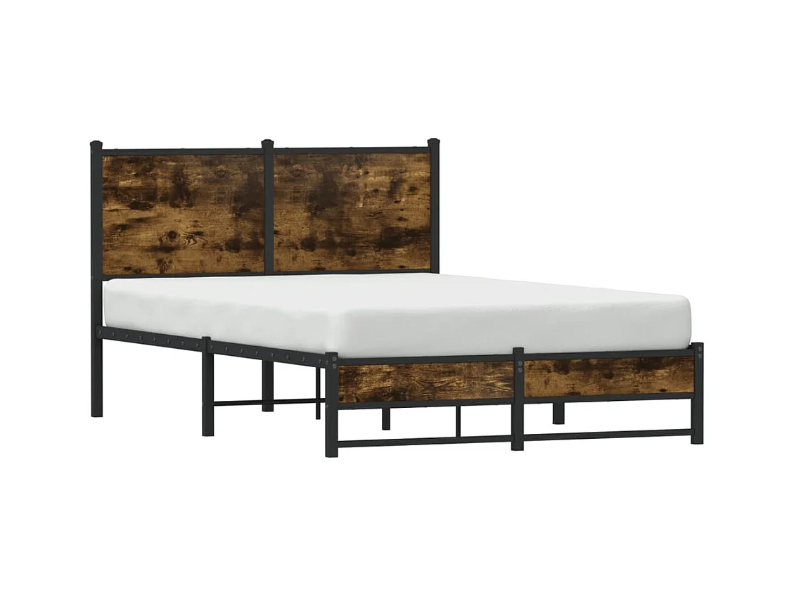 Letto per adulti | Letto singolo | Giroletto senza Materaso in Metallo Rovere Fumo 120x200 cm