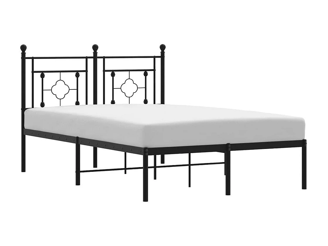 Lit simple | Lit adulte, enfant | Cadre de lit métal avec tête de lit noir 120x200cm