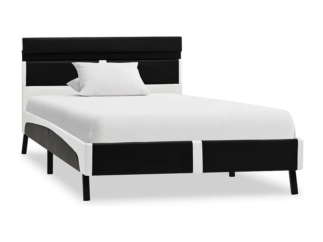 Lit simple | Lit adulte, enfant | Cadre de lit avec LED noir similicuir 90x200 cm