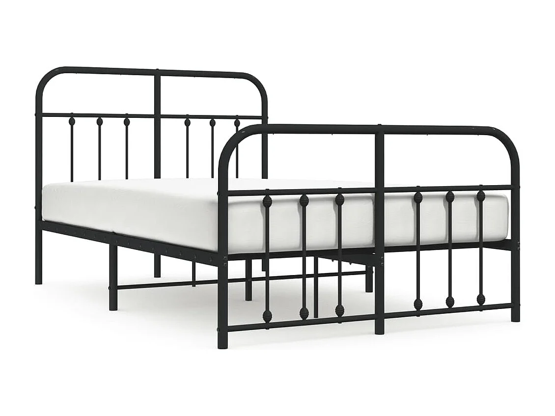Lit simple | Lit adulte, enfant | Cadre de lit métal avec pied de lit noir 120x190cm