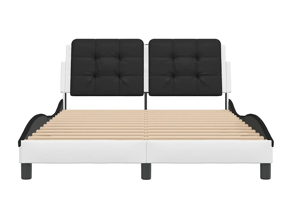 Lit simple | Lit adulte, enfant | Cadre de lit blanc et noir 120x200 cm similicuir