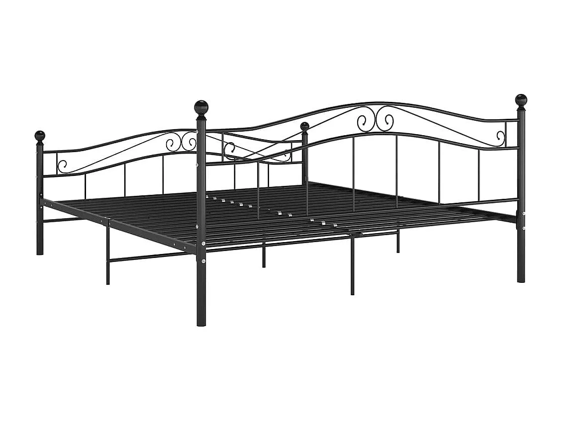 Lit double | Lit adulte | Cadre de lit Noir Métal 200x200 cm