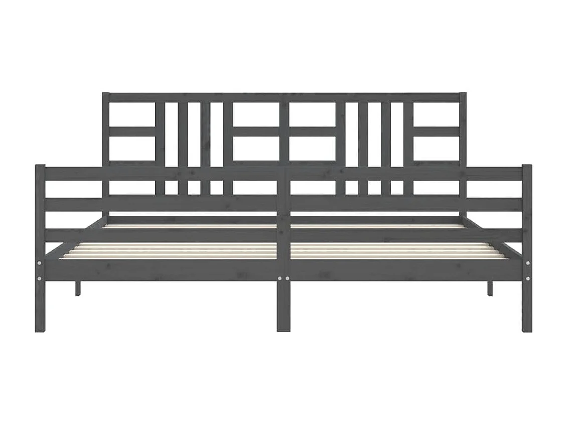 Lit double | Lit adulte | Cadre de lit gris 200x200 cm bois massif