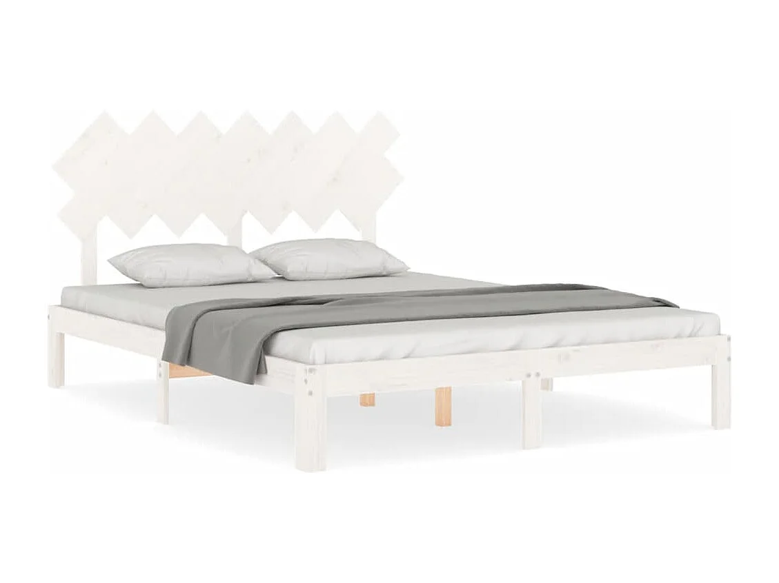 Lit double | Lit adulte | Cadre de lit blanc 140x200 cm bois de pin massif