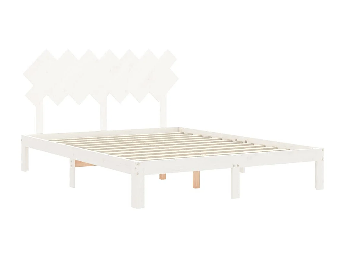 Lit double | Lit adulte | Cadre de lit blanc 140x200 cm bois de pin massif