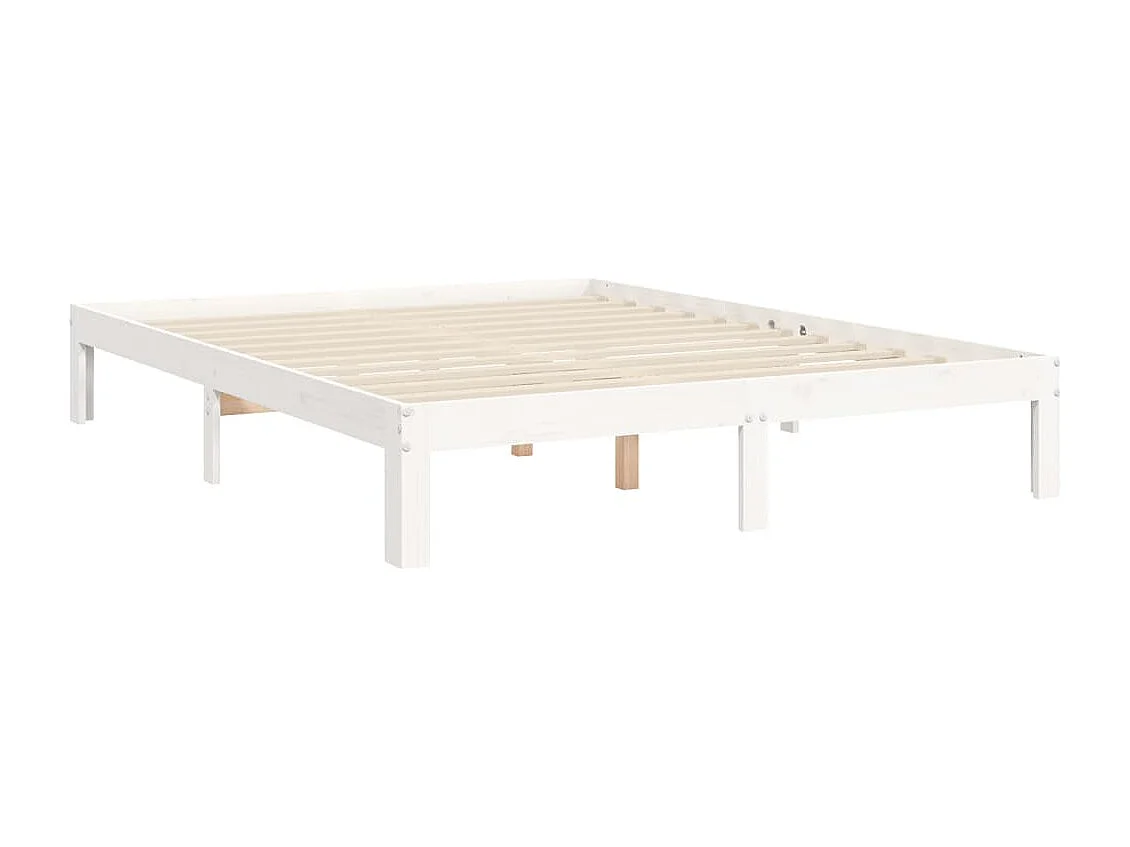 Lit double | Lit adulte | Cadre de lit blanc 140x200 cm bois de pin massif