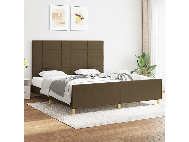 Lit double | Lit adulte | Cadre de lit marron foncé 180x200 cm tissu