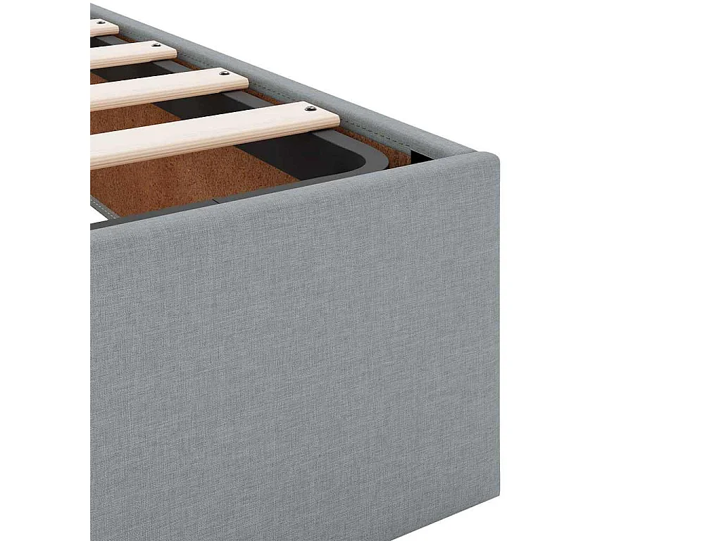 Lit simple | Lit adulte, enfant | Cadre de lit avec matelas Gris clair 100x200 cm tissu