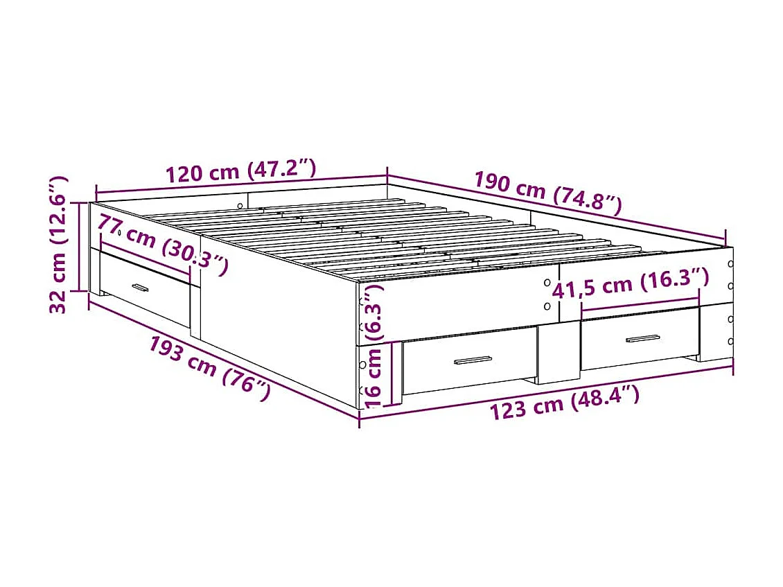 Lit simple | Lit adulte, enfant | Cadre de lit Marron 120x190 cm Bois d'ingénierie