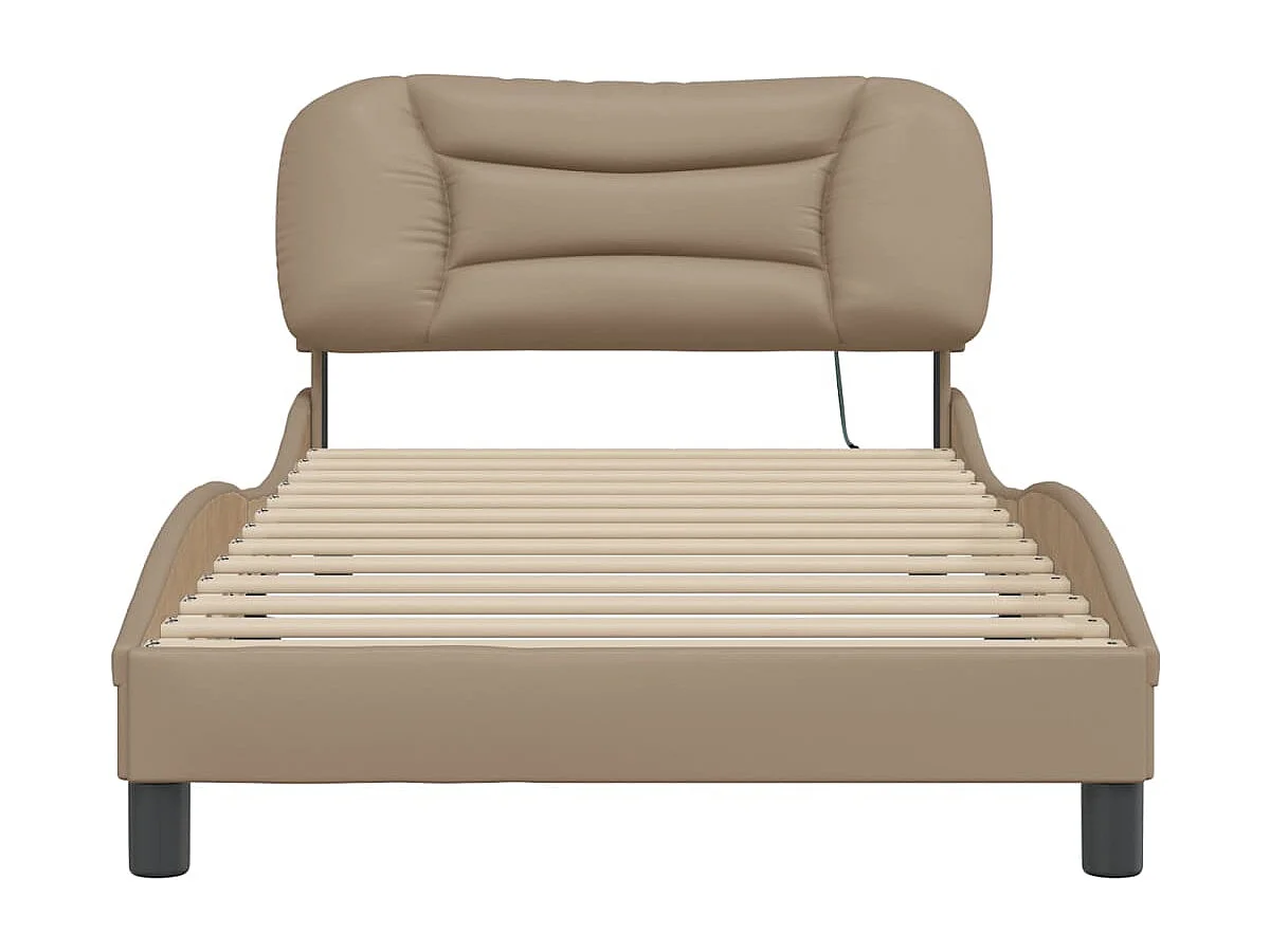 Lit simple | Lit adulte, enfant | Cadre de lit avec LED cappuccino 100x200 cm