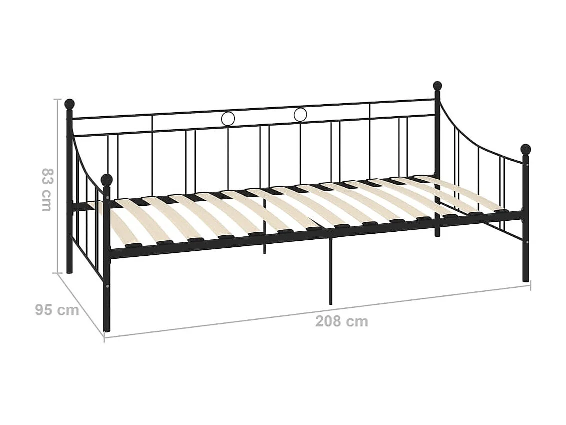 Lit simple | Lit adulte, enfant | Cadre de lit de repos noir métal 90x200 cm