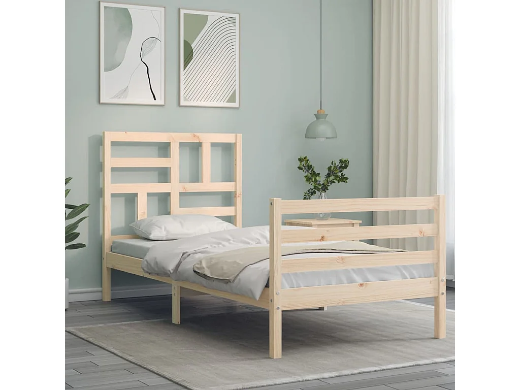 Lit simple | Lit adulte, enfant | Cadre de lit 90x200 cm bois massif