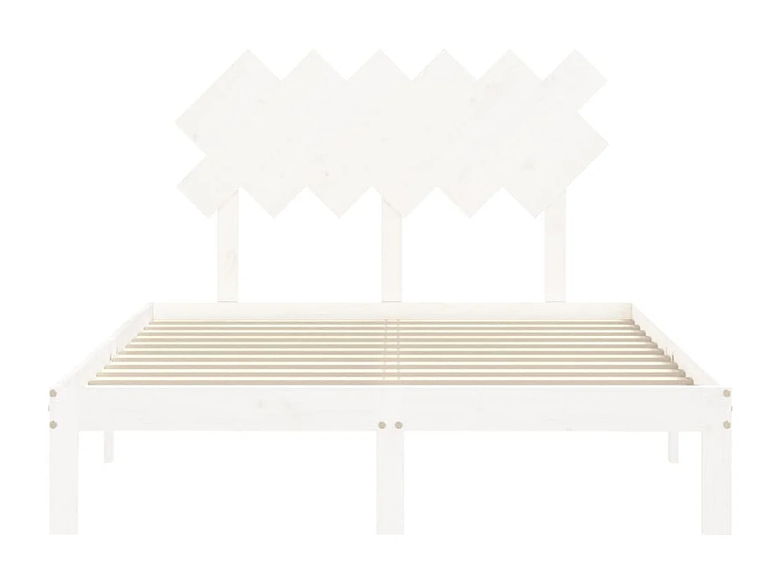 Lit double | Lit adulte | Cadre de lit blanc bois de pin massif 135x190 cm