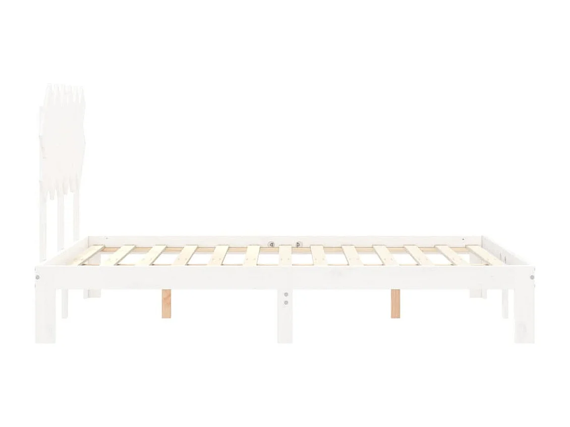 Lit double | Lit adulte | Cadre de lit blanc bois de pin massif 135x190 cm