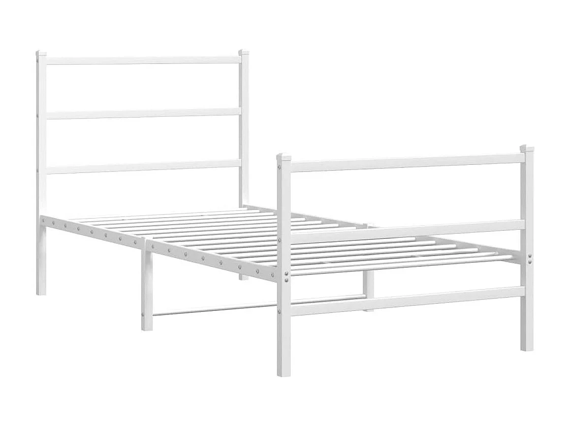 Lit simple | Lit adulte, enfant | Cadre de lit métal avec pied de lit blanc 90x190cm