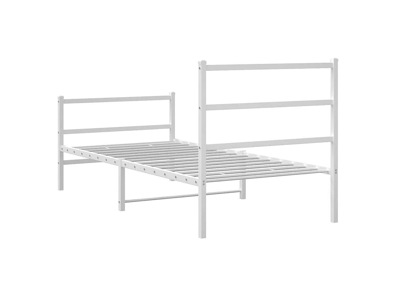 Lit simple | Lit adulte, enfant | Cadre de lit métal avec pied de lit blanc 90x190cm